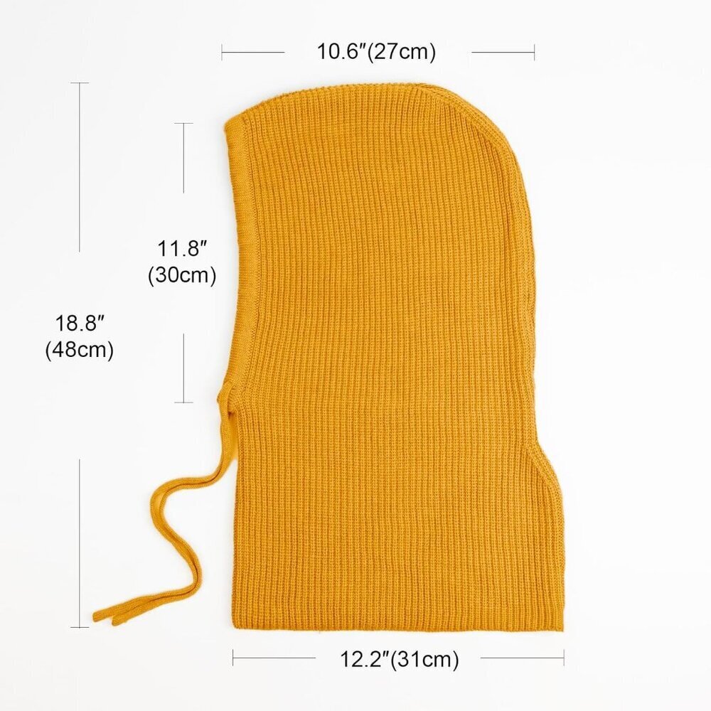 Unisex Yellow Beanie Skull Cap with Drawstring Warm Winter Hats for Outdoor - Picture 2 of 7